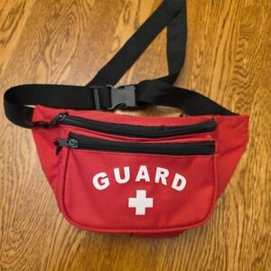 The Lifeguard Store Red Guard Fanny Pack 3-Pocket Waist Bag Adjustable Strap